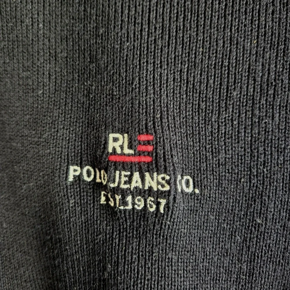 Polo Jeans Co Ralph Lauren Vintage Men's Sweater Size L Black With Blue Stripe‎